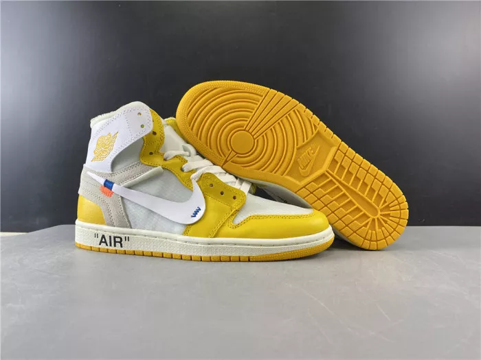 Rep Air Jordan 1 x Off-White NRG White Dark Powder Yellow-Cone AQ0818-149 0115