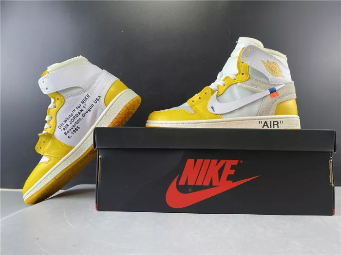 Rep Air Jordan 1 x Off-White NRG White Dark Powder Yellow-Cone AQ0818-149 0115