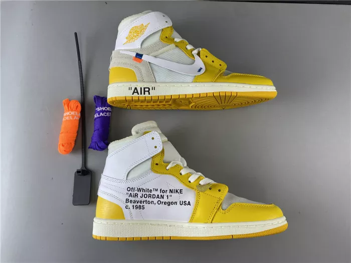 Rep Air Jordan 1 x Off-White NRG White Dark Powder Yellow-Cone AQ0818-149 0115