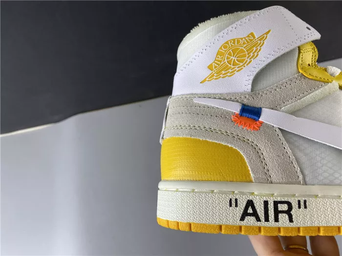 Rep Air Jordan 1 x Off-White NRG White Dark Powder Yellow-Cone AQ0818-149 0115