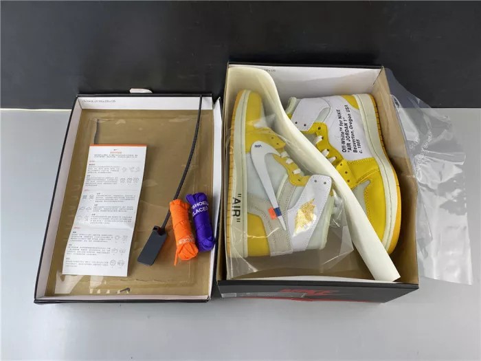 Rep Air Jordan 1 x Off-White NRG White Dark Powder Yellow-Cone AQ0818-149 0115