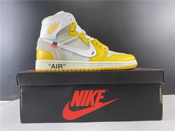 Rep Air Jordan 1 x Off-White NRG White Dark Powder Yellow-Cone AQ0818-149 0115