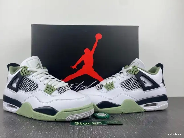 Cheap WMNS Jordan Air 4 Seafoam AQ9129-103 0214