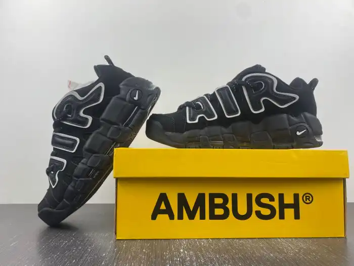 Cheap AMBUSH x Nike Air More Uptempo Low Black White FB1299-001 0206